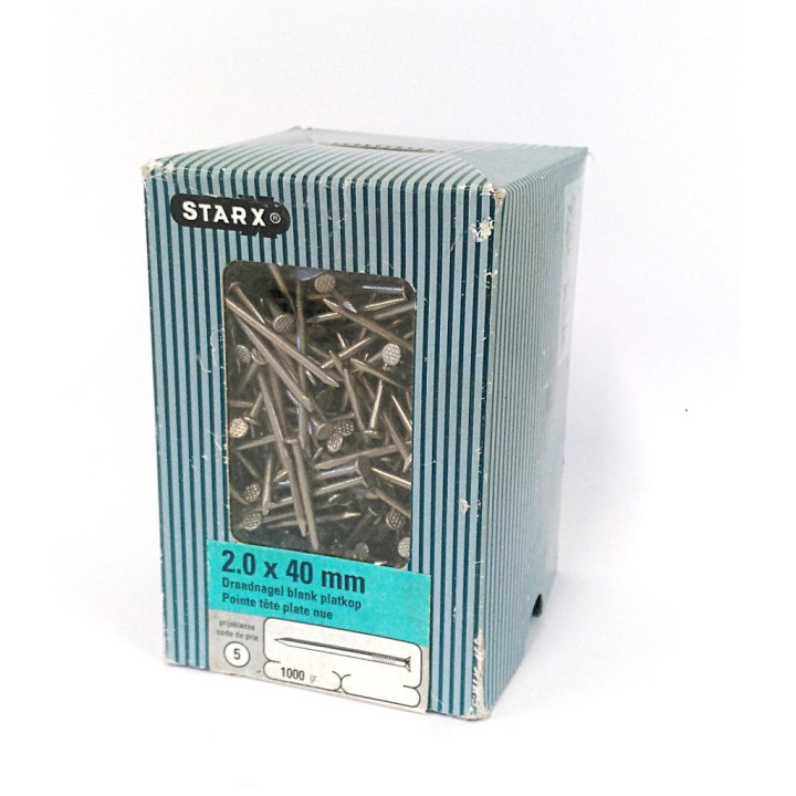 STARX 47.100.32 - Chiodo a Punta con Testa Piatta 2.0x40mm - Confezione da 1000gr