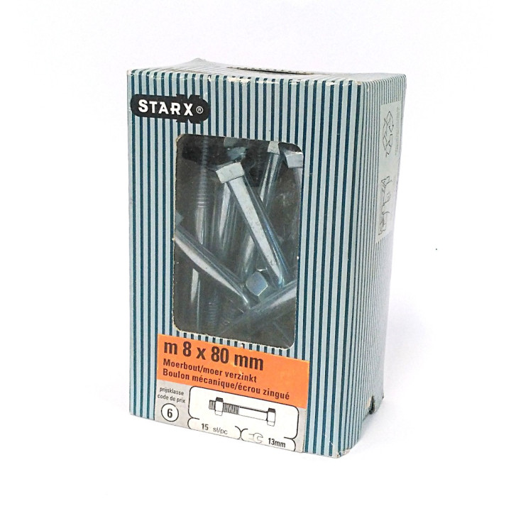 STARX 47.976.13 - 15 x Bullone + Dado M8x80mm Zincato