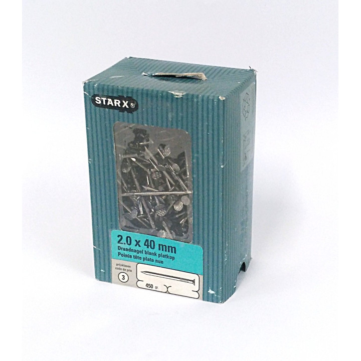 STARX 47.100.24 - Chiodo a Punta con Testa Piatta 2.0x40mm- Confezione da 450gr