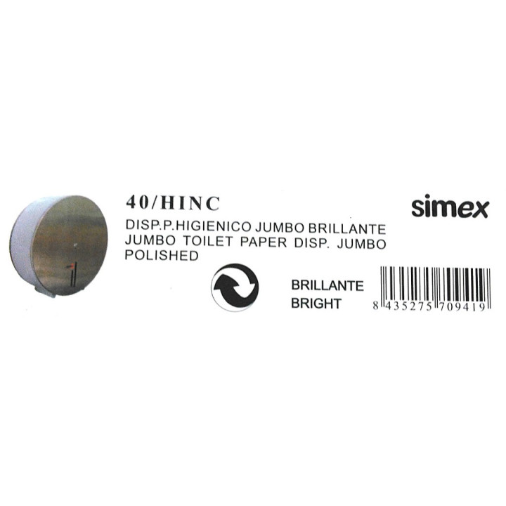 SIMEX 40/HINC - Distributore di Carta Igienica Industriale Brillante Inox JUMBO