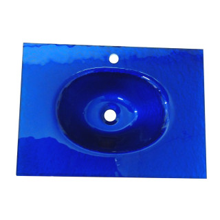 Lavabo Bagno da Incasso con Vaschetta Centrale Ovale BUCCIATO BLU 70x50cm - Vetro