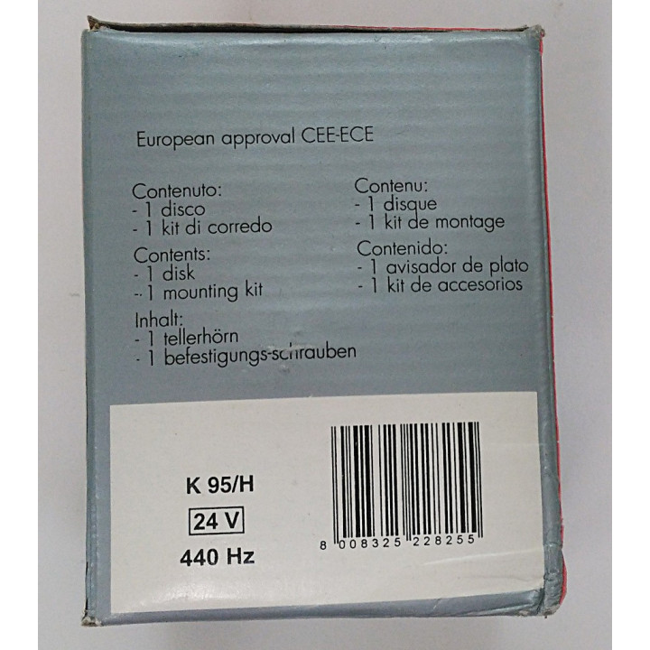FIAMM K95/H - Avvisatore Acustico a Disco K95/H 24V 440Hz- 95mm