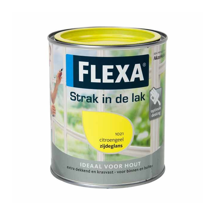 FLEXA Strak in de lak GIALLO Limone (Citroengeel) 1021 Vernice all'Acqua 750ml