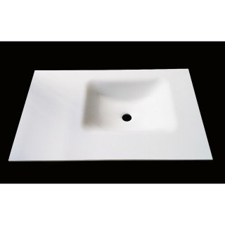 Lavabo Bagno da Incasso con Vaschetta Decentrata a Sinistra 81x51cm - Conglomerato Tecnico - Bianco Opaco