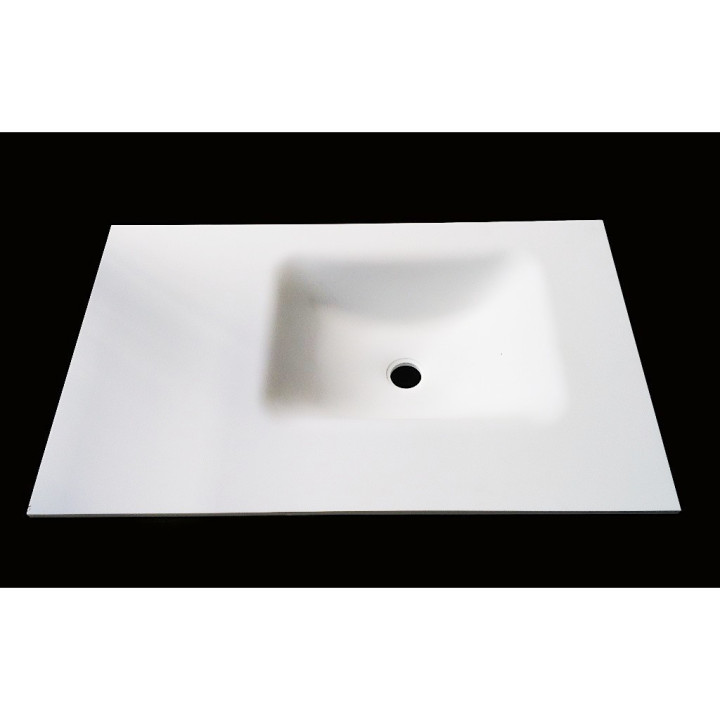 Lavabo Bagno da Incasso con Vaschetta Decentrata a Sinistra 81x51cm - Conglomerato Tecnico - Bianco Opaco