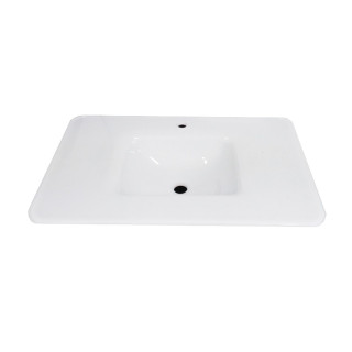 Lavabo da Incasso con Vaschetta Centrale 84,5x51,5cm - Conglomerato Tecnico Bianco Opaco