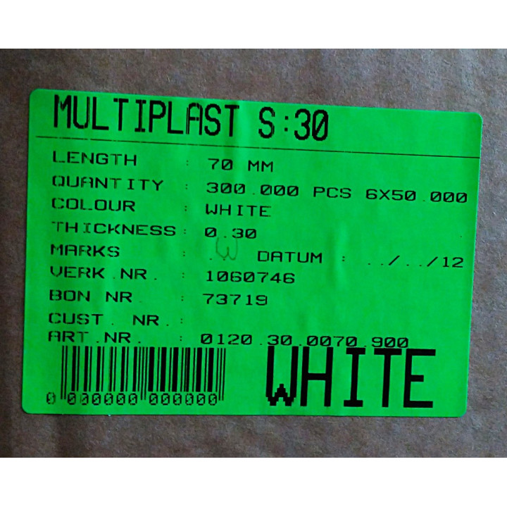 Laccetto Chiudi Sacchetto Multiplast S:30 70mm - Bianco