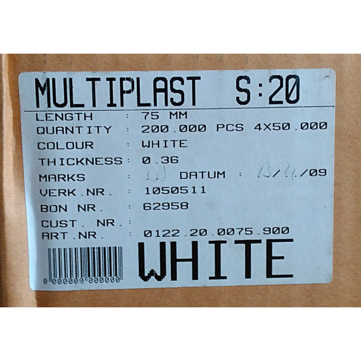 Laccetto Chiudi Sacchetto Multiplast S:20 75mm - Bianco