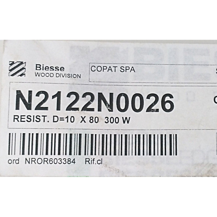 BIESSE N2122N0026 - Resistenza D.10 x 80 300W