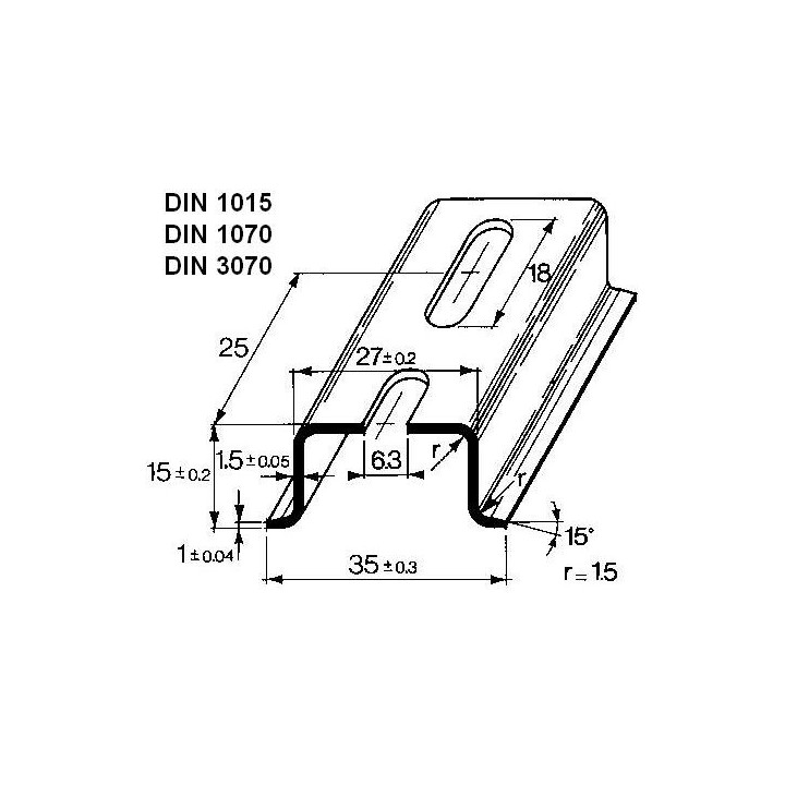 E.Z.W. - Guida DIN Simmetrica Forata L. 17cm