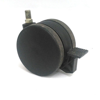 Ruota Gemellata Girevole con Gambo M10 e Blocco Frenata - Nero