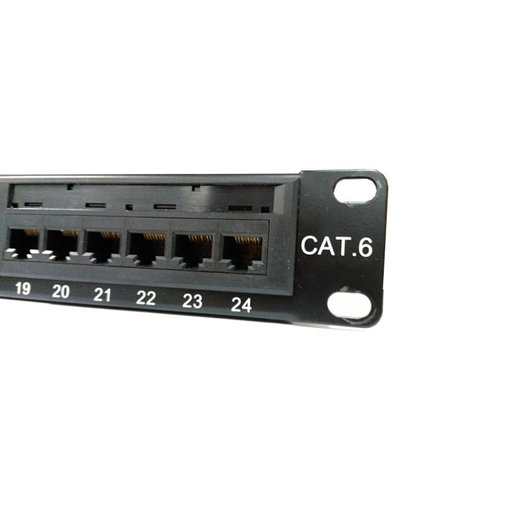Patch Panel 24 Porte Cat.6 Nero Rack 19