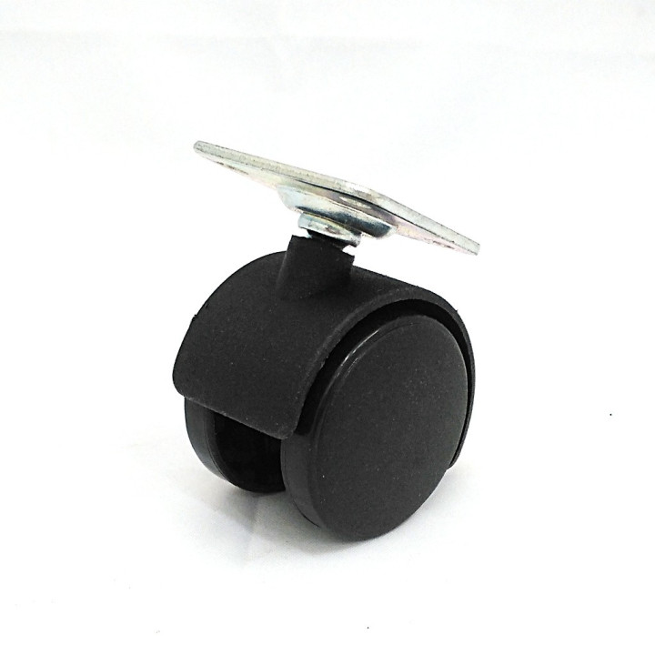 Ruota in Plastica con Supporto Rotante e Blocco Frenata Ø 40mm Portata Max 15kg - Nero