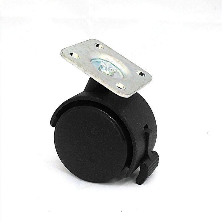 Ruota in Plastica con Supporto Rotante in Acciaio Zincato Ø 40mm Portata Max 15kg - Nero