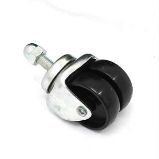 Ruota Doppia in Plastica con Supporto Rotante e Perno Ø 50mm - Nero