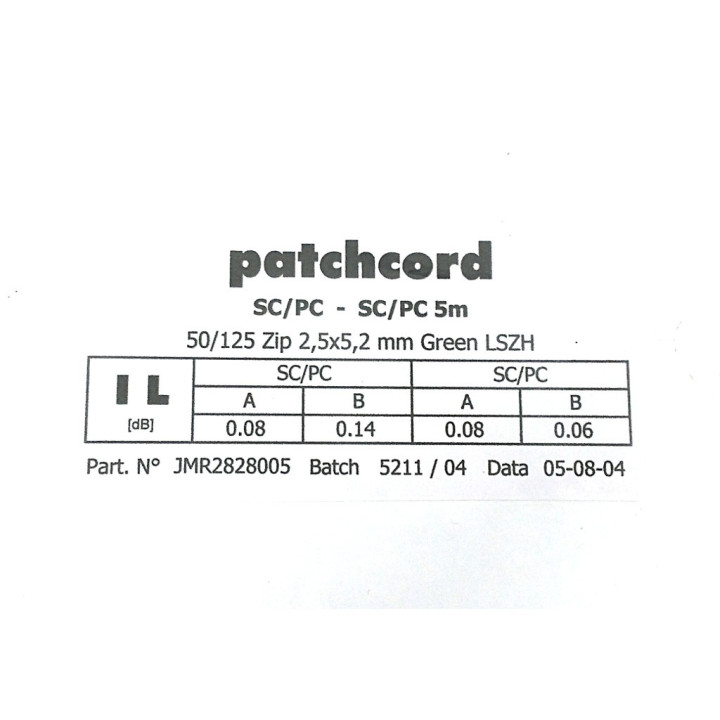 Cavo di Collegamento a Fibra Ottica SC/PC - SC/PC 5Mt - Green
