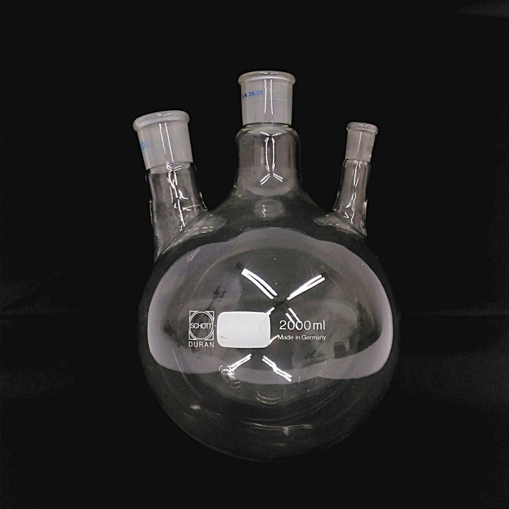 SCHOTT DURAN - Pallone a Fondo Tondo con 3 Coni Dritti in Vetro NS29/32-14/23 2000ml