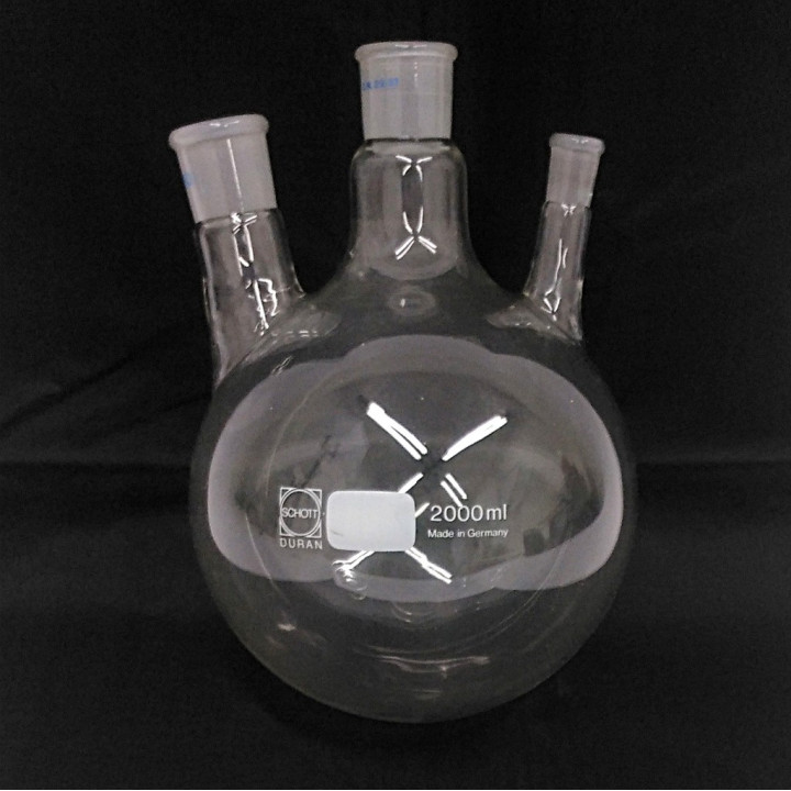 SCHOTT DURAN - Pallone a Fondo Tondo con 3 Coni Dritti in Vetro NS29/32-14/23 2000ml