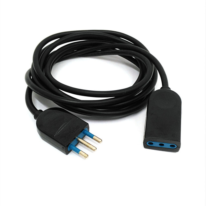 SCAME 106.3001/11 - Cavo Prolunga Elettrica Bipasso 10A 250V Nero - 2.70Mt