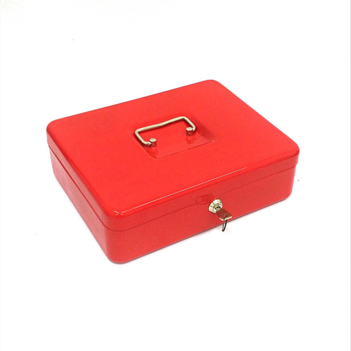 Cassetta Portavalori in Metallo con Chiavi - 30x24x9cm - Rosso