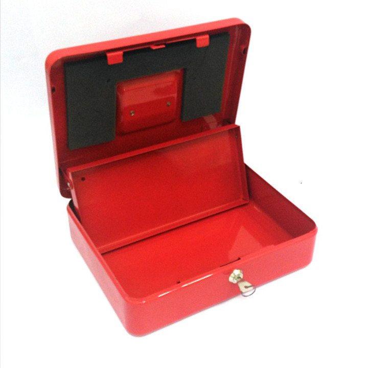 Cassetta Portavalori in Metallo con Chiavi - 30x24x9cm - Rosso