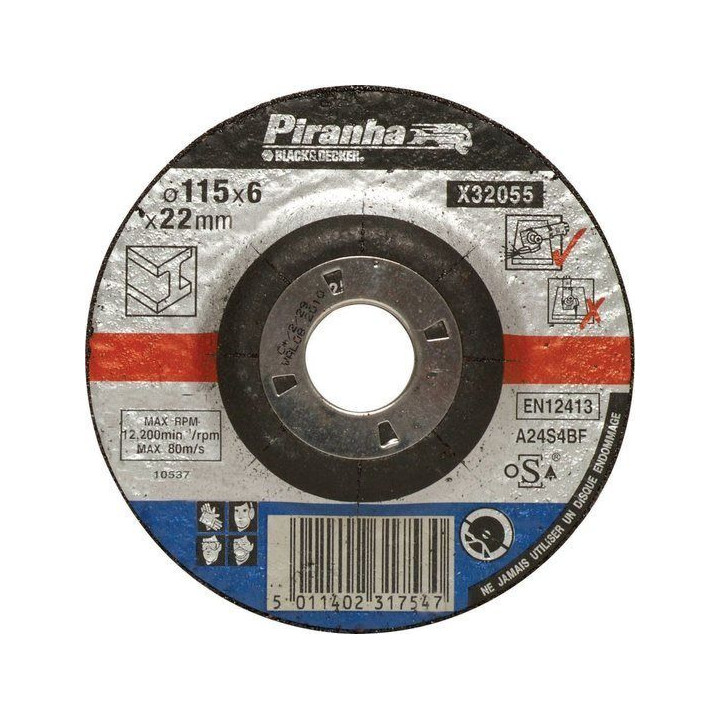Piranha X32055 Disco Smerigliatrice per Sbavatura Metalli 115x6x22,23mm
