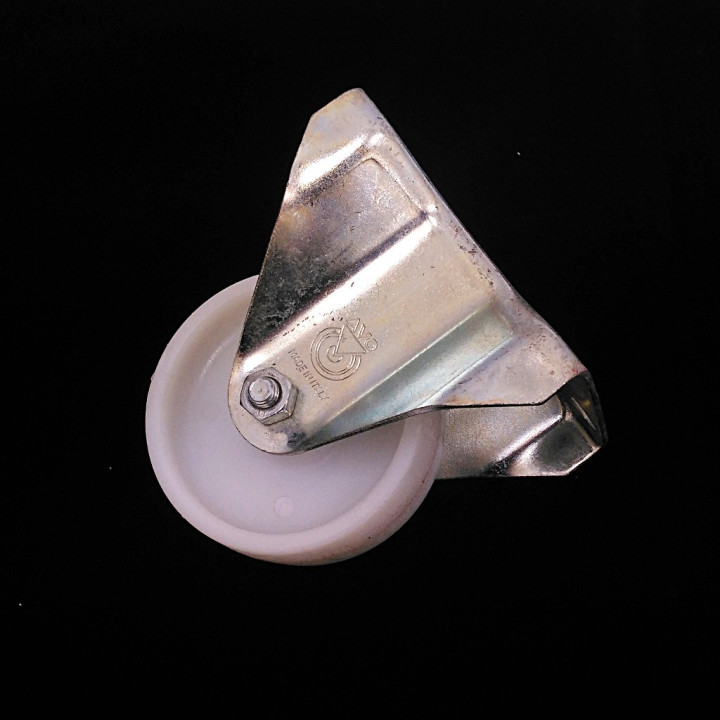 AVO - Ruota Girevole in Plastica Bianca con Supporto Piastra Fisso - D. 80mm