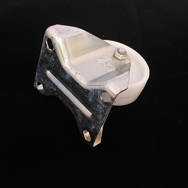 AVO - Ruota Girevole in Plastica Bianca con Supporto Piastra Fisso - D. 80mm