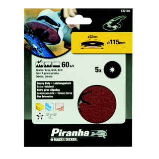 Piranha X32160 Dischi Abrasivi per Smerigliatrice 115x22mm 60G/K