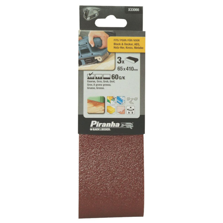 Piranha X33066 Nastri Abrasivi 65x410mm 60G/K