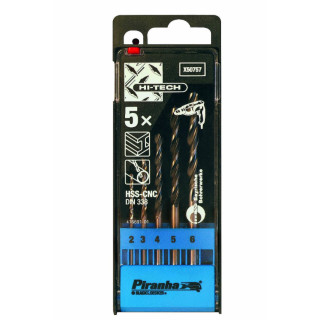 Piranha X50757 Set HSS-CNC Composto da 5 Punte da Trapano per Metallo