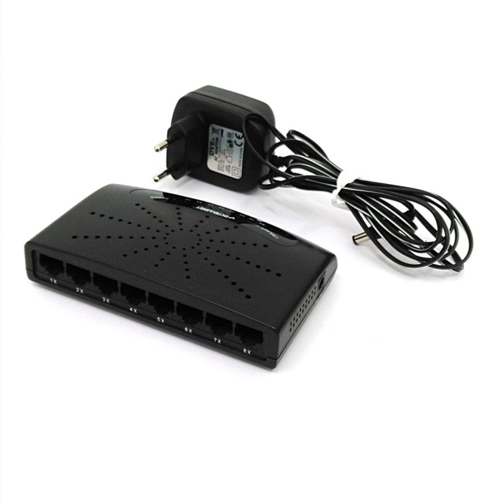 INTELLINET S108SK01273500256 - Switch 8 Porte LINK/ACT - con Cavo di Alimentazione - Nero