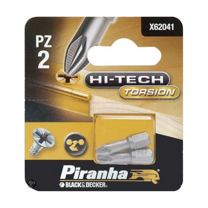 Piranha X62041 Inserto da 25mm Croce PZ 2 HI-TECH TORSION per Trapano ed Avvitatore