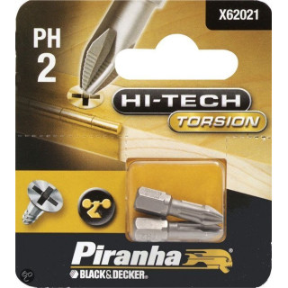 Piranha X62021 Inserto da 25mm Croce PH 2 HI-TECH TORSION per Trapano ed Avvitatore