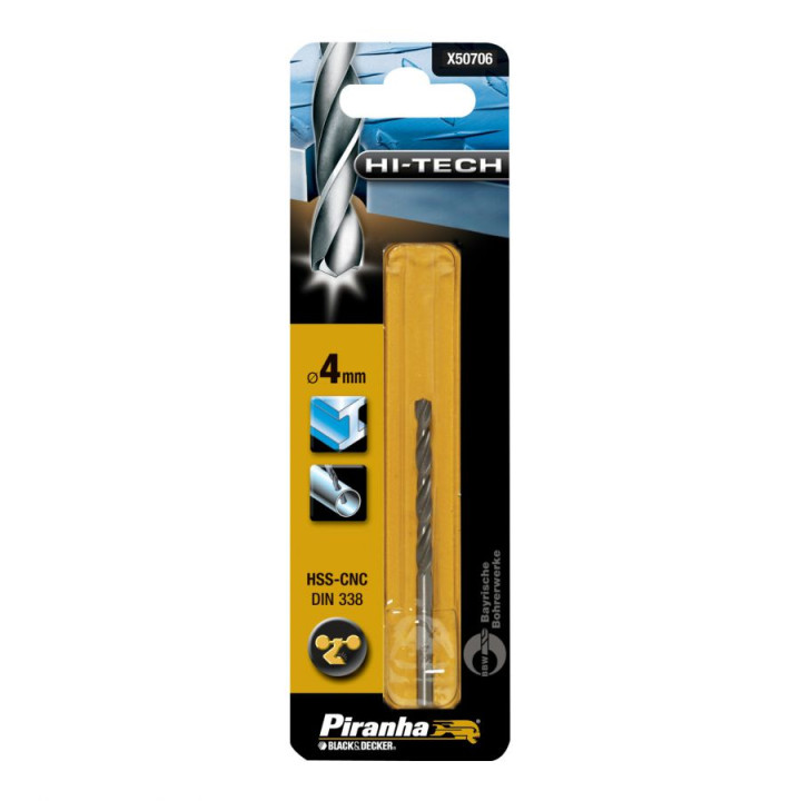 Piranha X50706 Punta Trapano HI-TECH HSS-CNC per Metallo 4mm
