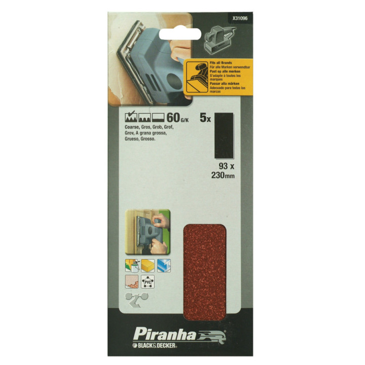 Piranha X31096 Strisce Abrasive 93x230mm 60G/K