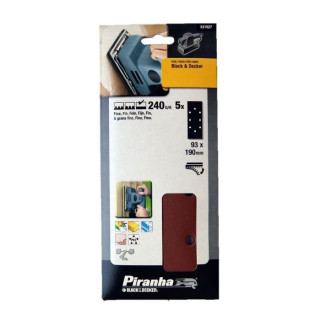 Piranha X31527 Strisce Abrasive 93x190mm 240G/K per Black & Decker
