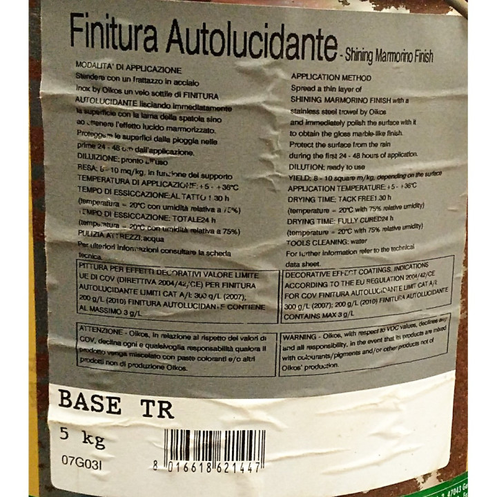 OIKOS 07G03I - Finitura Autolucidante Linea Centri Storici BASE TR - 5Kg