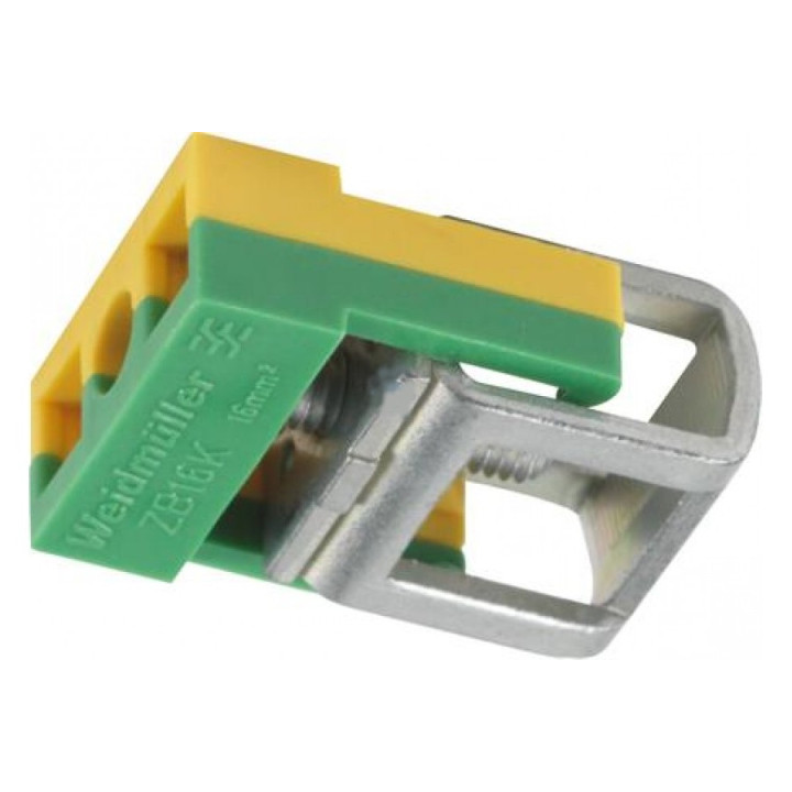 WEIDMULLER ZB16K GE/GN 0502860000 - Staffa di Serraggio per Barra Colletrice 16mmq Verde/Giallo