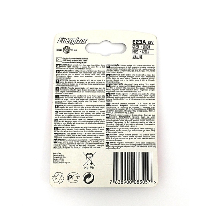 Energizer E23A - Pila A23 Alkaline 12V