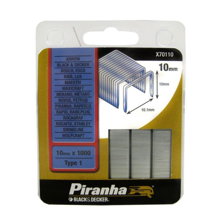 Piranha X70110 Punto Metallico 10.1x10mm in Acciaio 1000 Pz