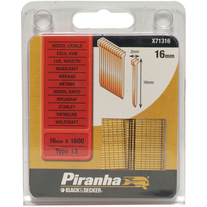 Piranha X71316 Chiodo Metallico in Acciaio Zincato 16mm 1600 Pz