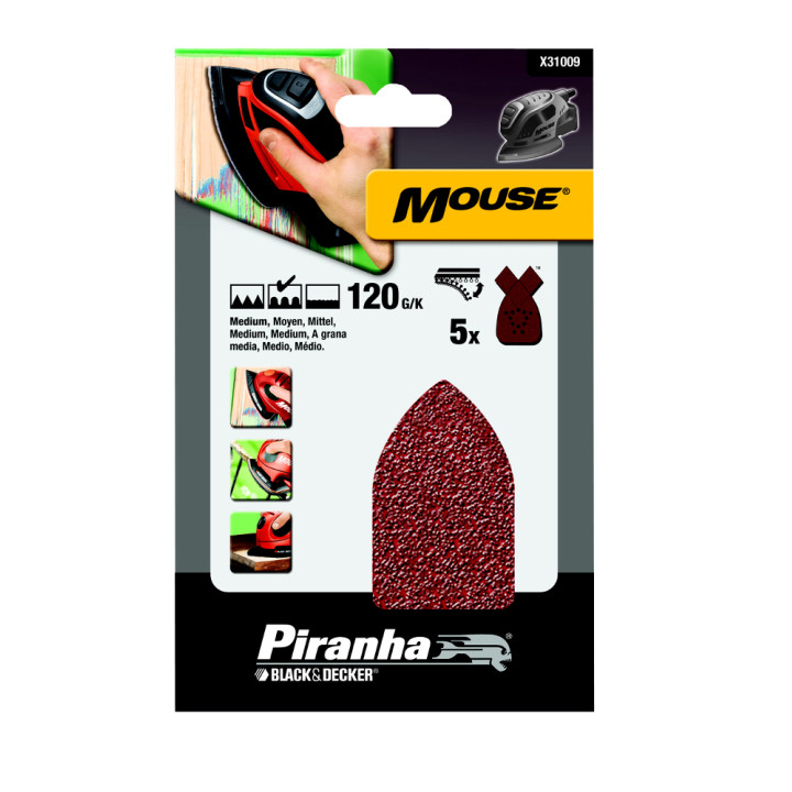 Piranha X31009 Set di Fogli Abrasivi per Levigatrice Mouse 120G/K