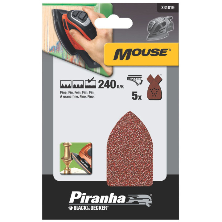 Piranha X31019 Set di Fogli Abrasivi per Levigatrice Mouse 240G/K
