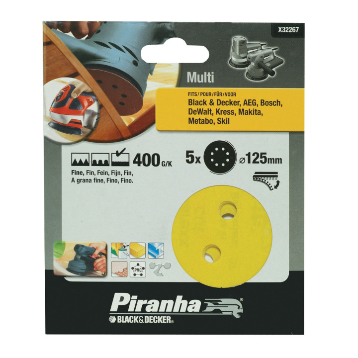 Set Floor Discs Random Orbital Sander 125mm 400G/K