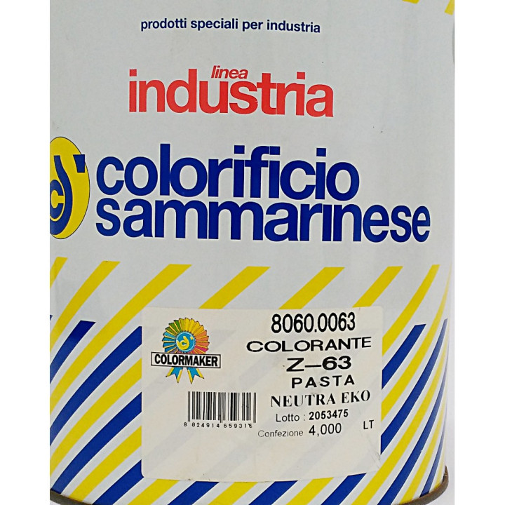 Colorificio Sammarinese 8060.0063 - Colorante Z-63 Pasta Neutra Eko - 4Lt