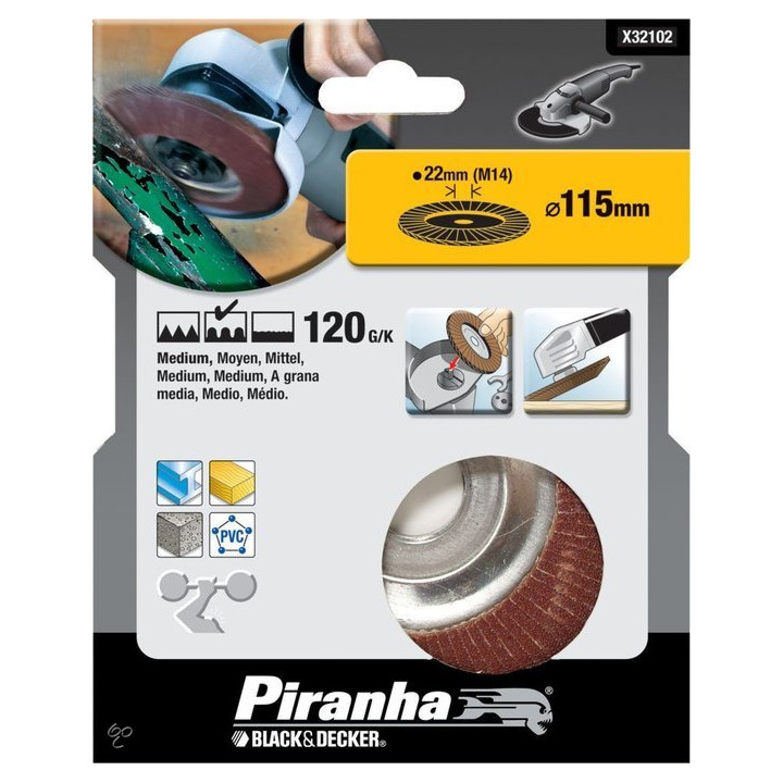 Piranha X32102 Disco Abrasivo con Lamelle per Smerigliatrice 115x22mm 120G/K
