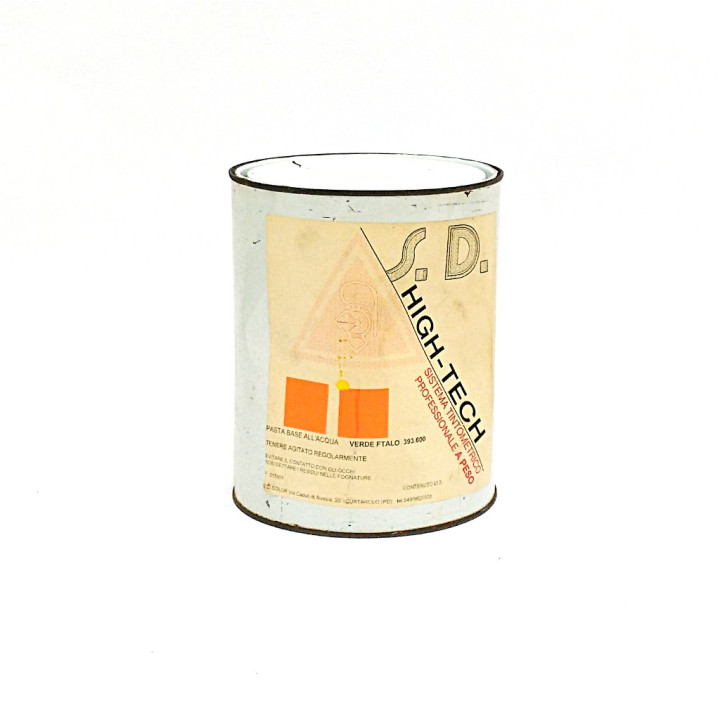 S.D.Color 393.600 - Pasta Base all'Acqua HIGH-TECH - Verde Ftalo - 3Lt