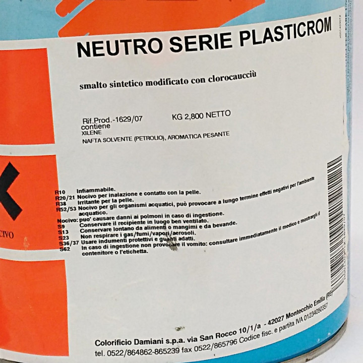 Colorificio Damiani 1629/07 - Smalto Sintetico con Clorocaucciù Neutro Serie PLASTICROM - 2,8Kg