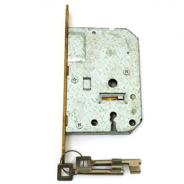 NEMEF 01178570 - Piastra Laccata di Blocco Anteriore per Porte - con Chiave - Misure 8x11,7 - Bronzata